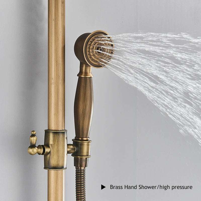 Antique Brass Style Shower Faucet Handle Handheld Shower