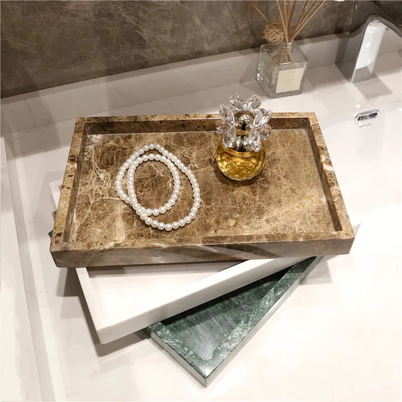 Real Natural Marble Tray Handle Luxury Rectangular Washbasin