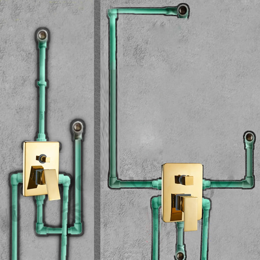 Rozin Golden Shower 8/10/12 Square Rainfall Shower Faucet