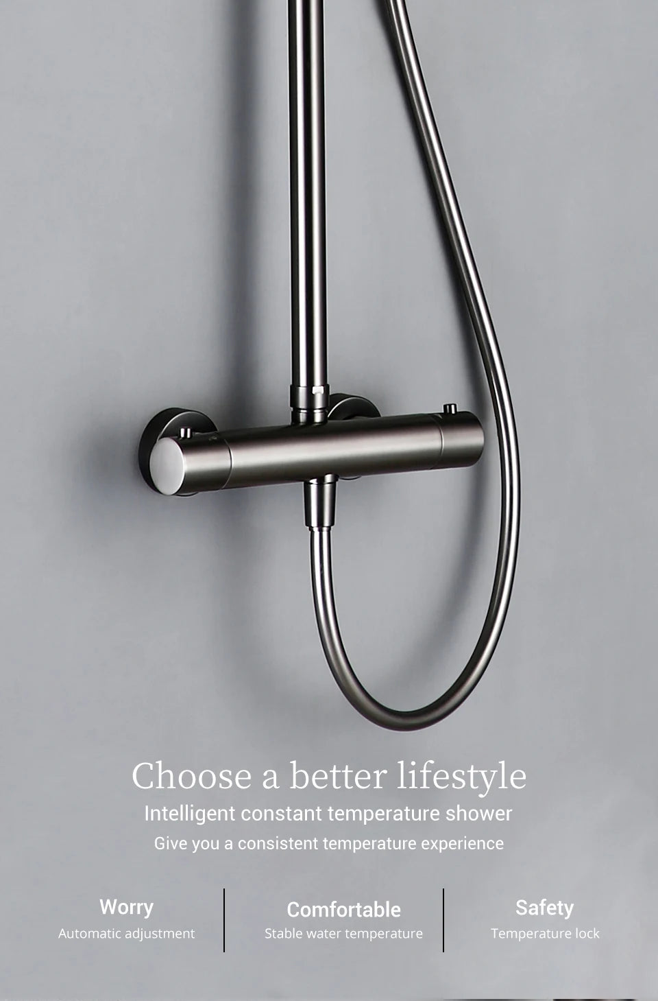 Wall-Mounted Thermostatic Valve System Bagnolux Brushed Gray