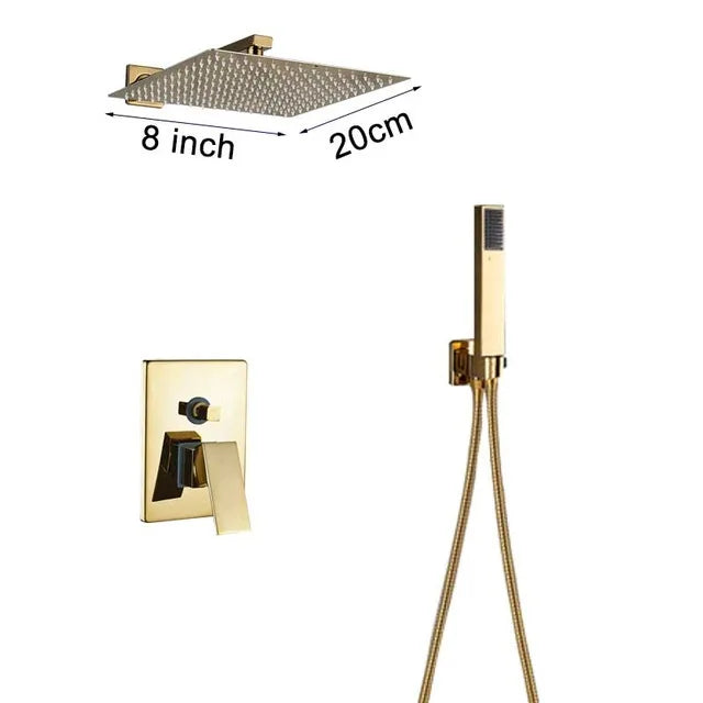 Rozin Golden Shower 8/10/12 Square Rainfall Shower Faucet