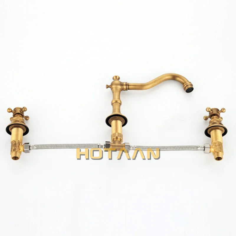 Solid Brass Bathroom Basin Mixer Tap Antique Brass