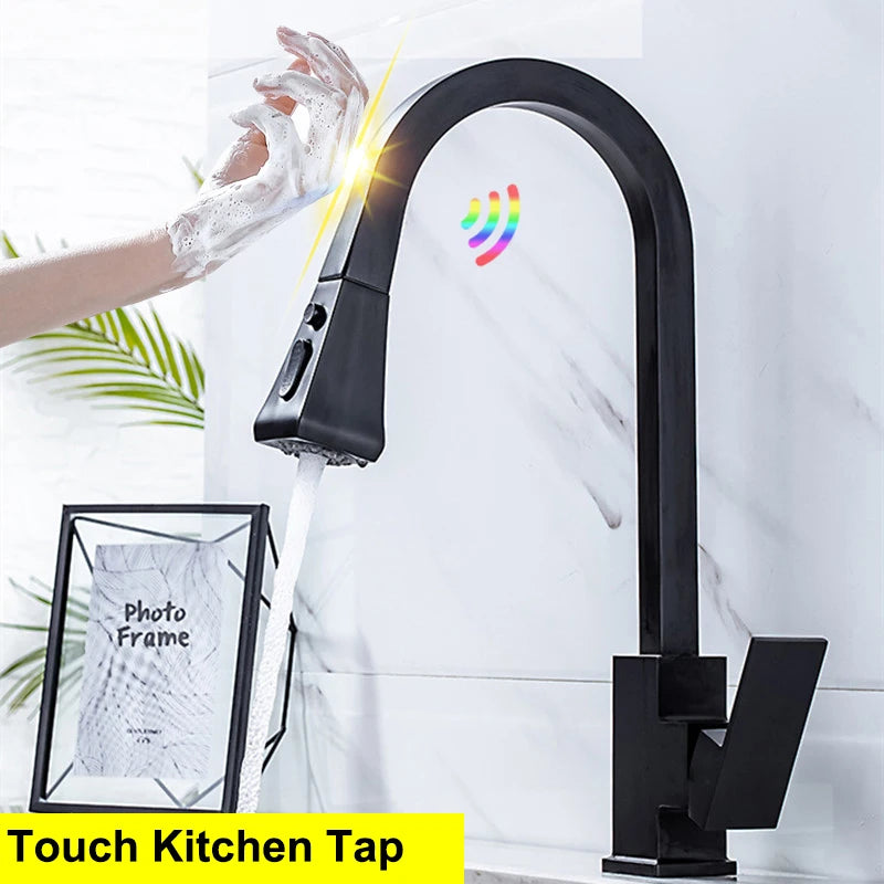 Touch Faucet Square Pull Out Sink Mixer Tap