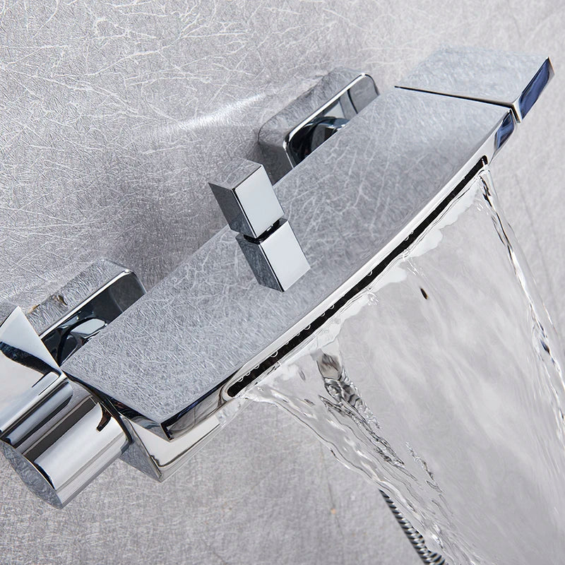 Myqualife Matte Black Bathroom Faucet Function Bathtub Facuet