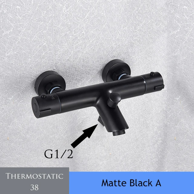 Chrome Thermostatic Shower Mixer Valve Wall Mounted Dual