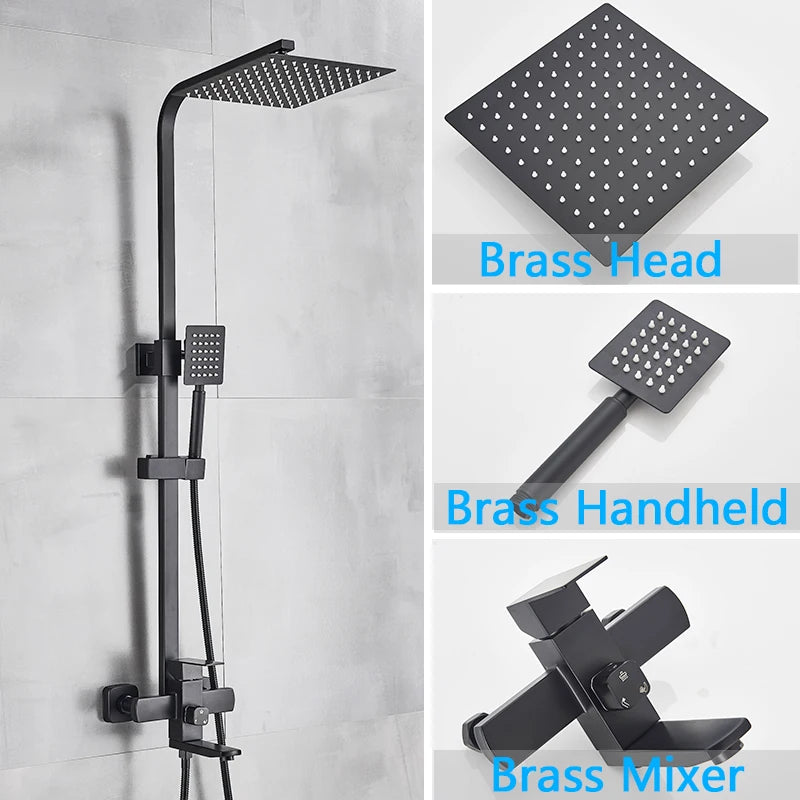 Rozin Chrome Shower Faucet Wall Mounted Bathroom Rainfall