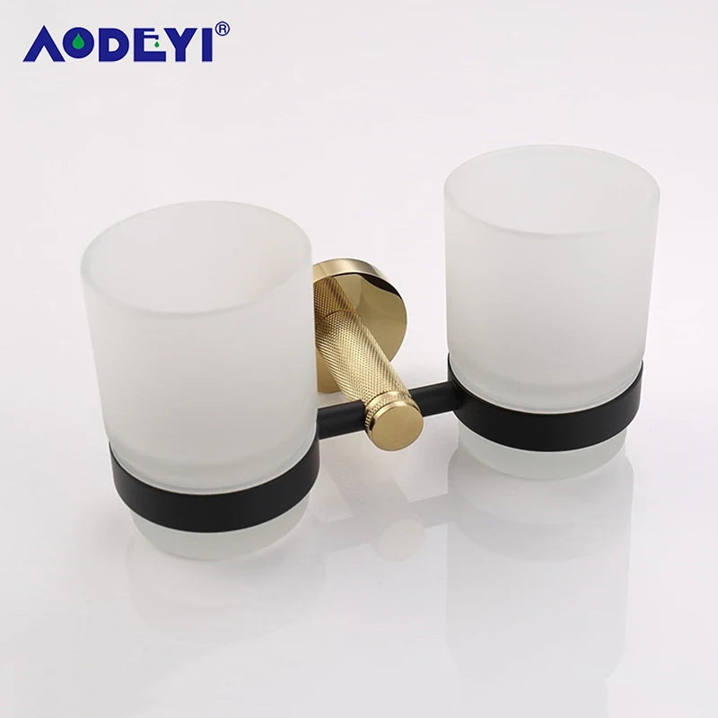 Bathroom Hardware Black Robe Hook Gold Towel Rail