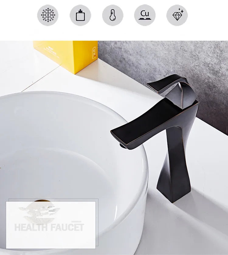 Design Basin Faucet Black Chrome Bathroom Sink Faucet