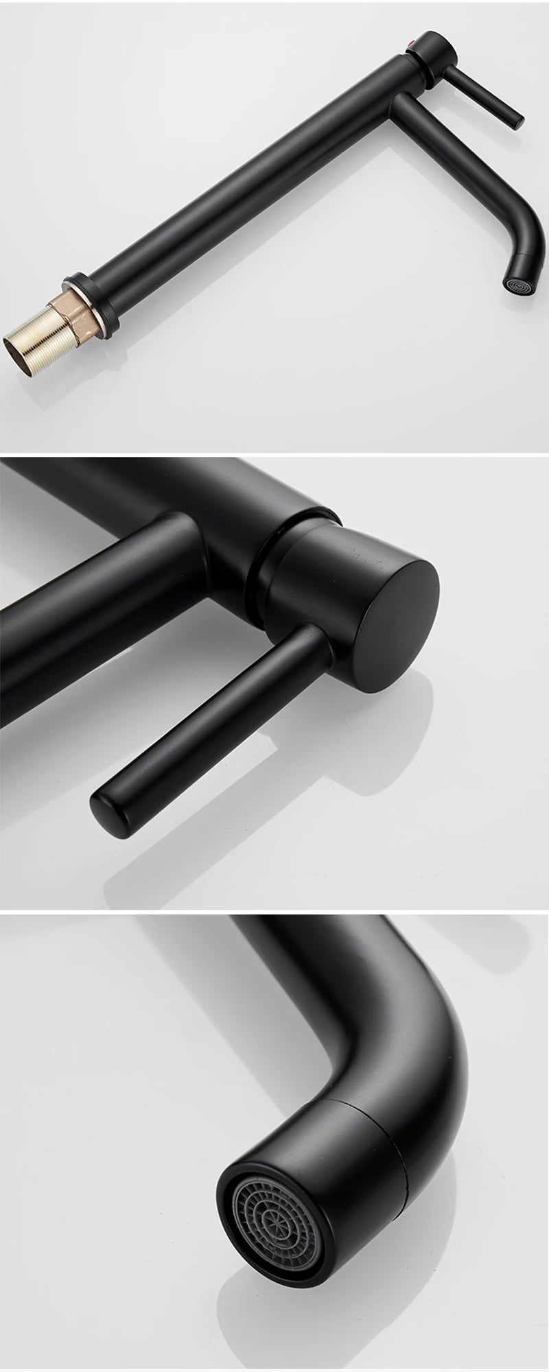 Tall Basin Sink Faucet Slim Black Chrome Bathroom