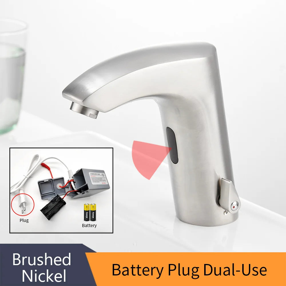Black Bathroom Faucet Electric Automatic Sensor Mixer Touchless
