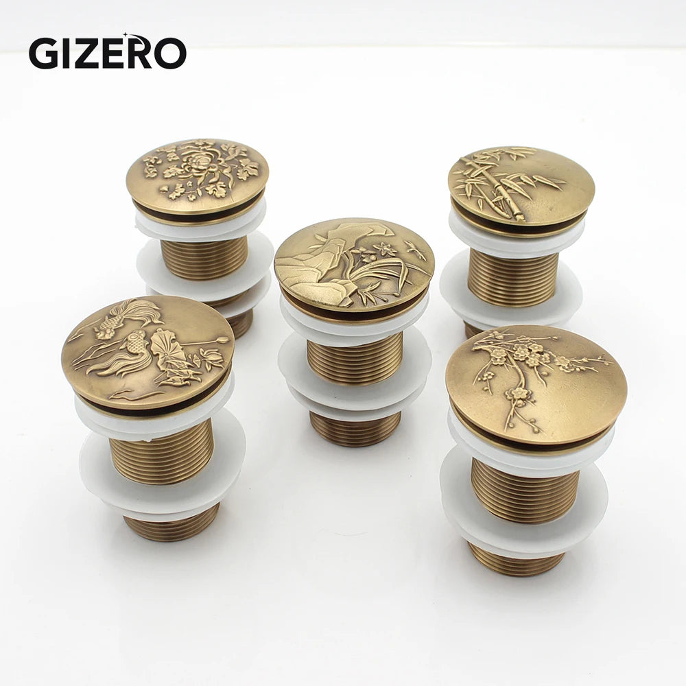 Bathroom Basin Sink Pop Up Drain Antique Brass