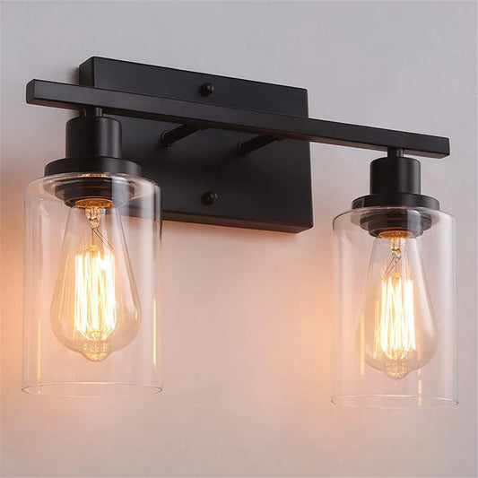 2-Light Bathroom Vanity Light Fixtures Vintage Industrial Metal