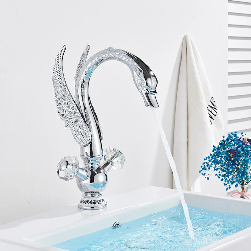 Rozin Luxury Golden Basin Faucet Golden Swan Shape