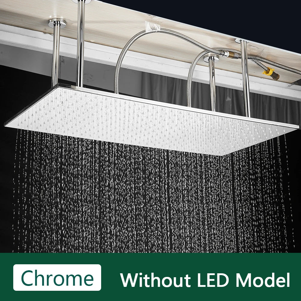 Rozin Led Matte Black Shower Head 40 80cm