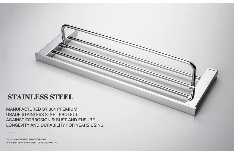 Stainless Steel Bathroom Wall Shelf Towel Bar Rack
