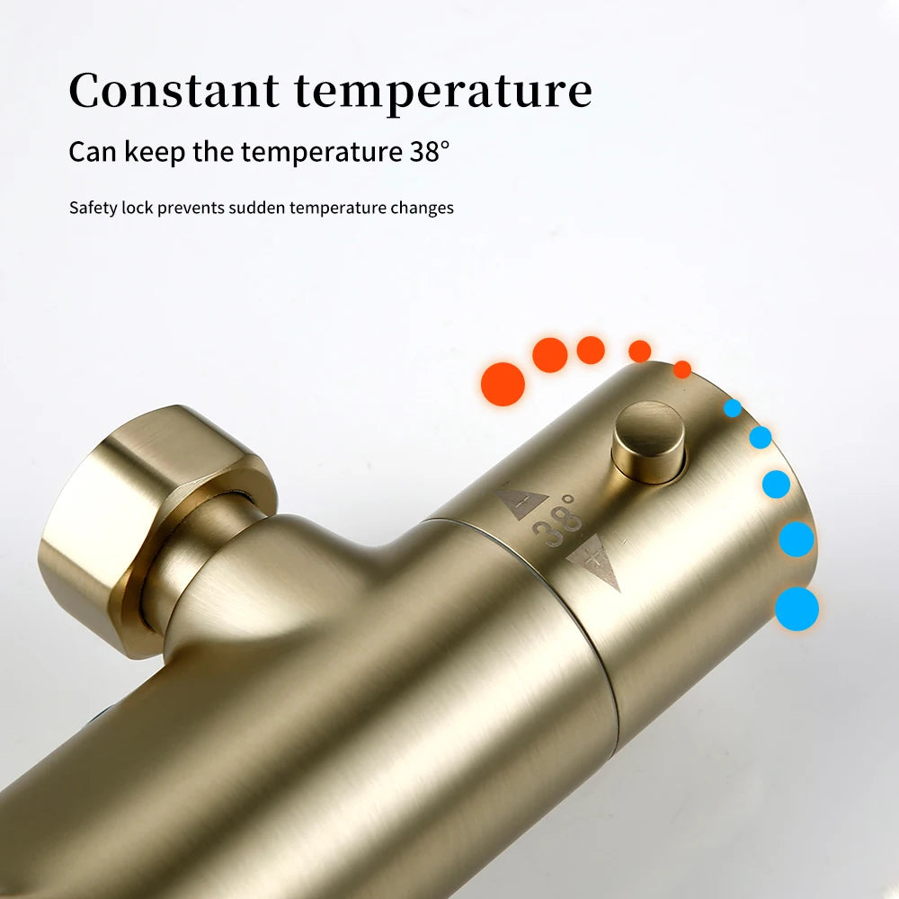 Thermostat Shower Mixer Valve Bathroom Thermostatic Faucet Wall
