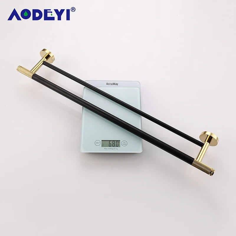 Bathroom Hardware Black Robe Hook Gold Towel Rail