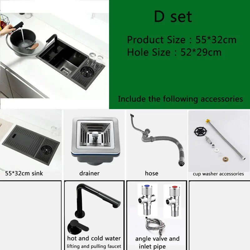 Hidden Black Sink Bowl Bar Small Size Sink