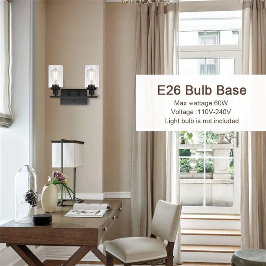 2-Light Bathroom Vanity Light Fixtures Vintage Industrial Metal