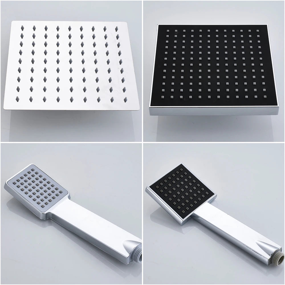 Rozin Chrome Shower Faucet Wall Mounted Bathroom Rainfall