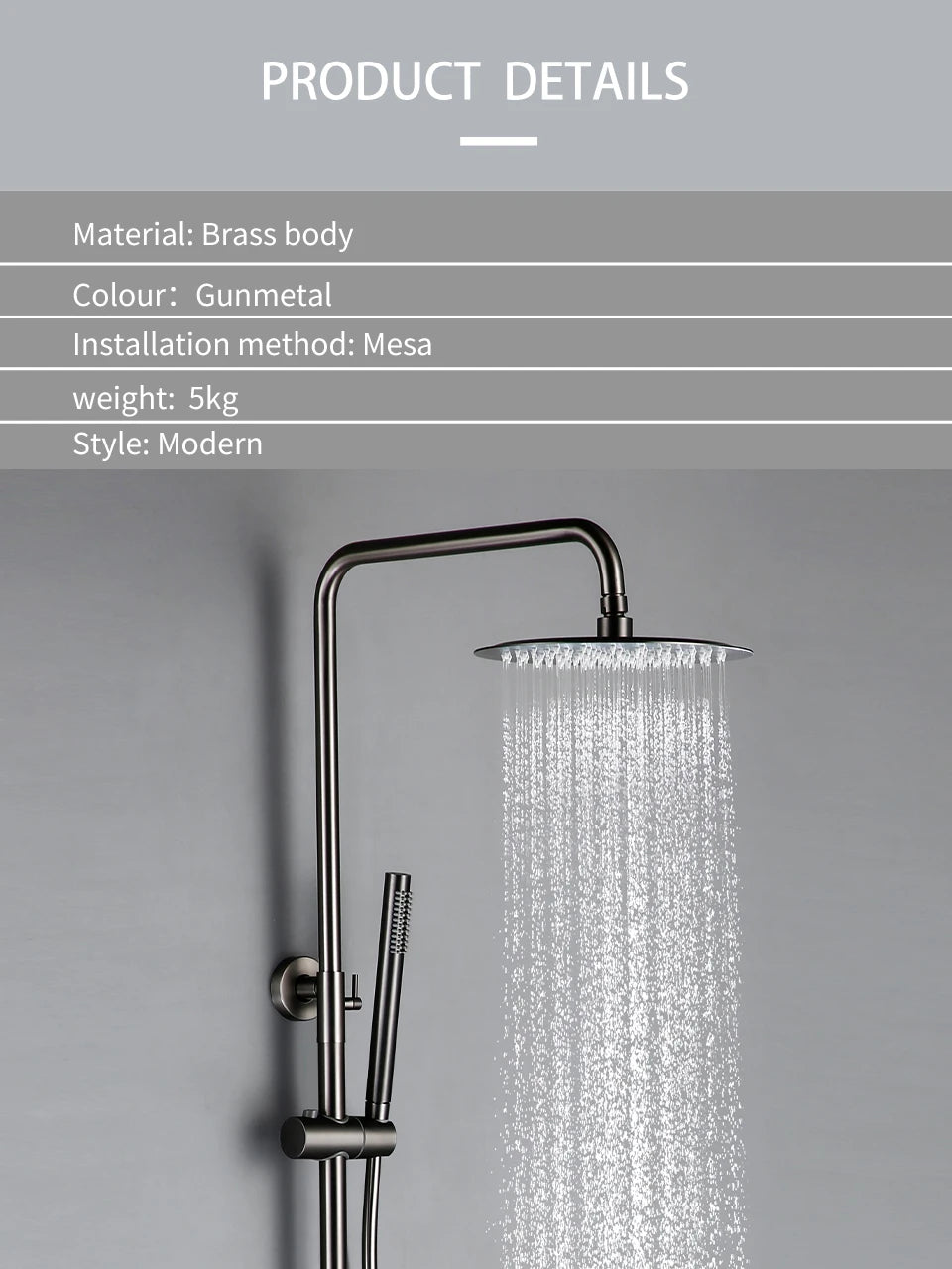 Wall-Mounted Thermostatic Valve System Bagnolux Brushed Gray