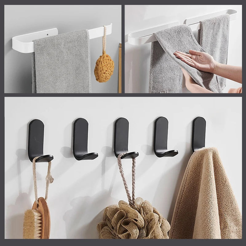 30-50cm Black Bath Towel Holder Bathroom Towel Rack