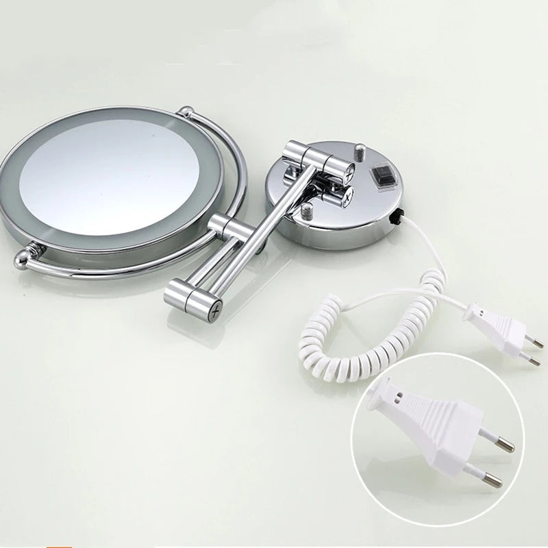 Silver Brass Dual Side Led Light Bathroom Mirror