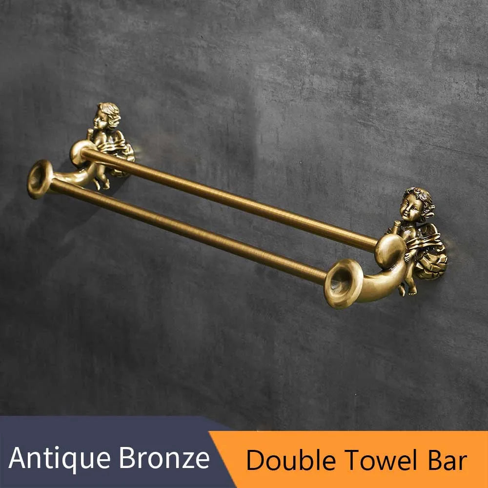 Antique Bronze Bathroom Hardware Towel Ring Robe Hook