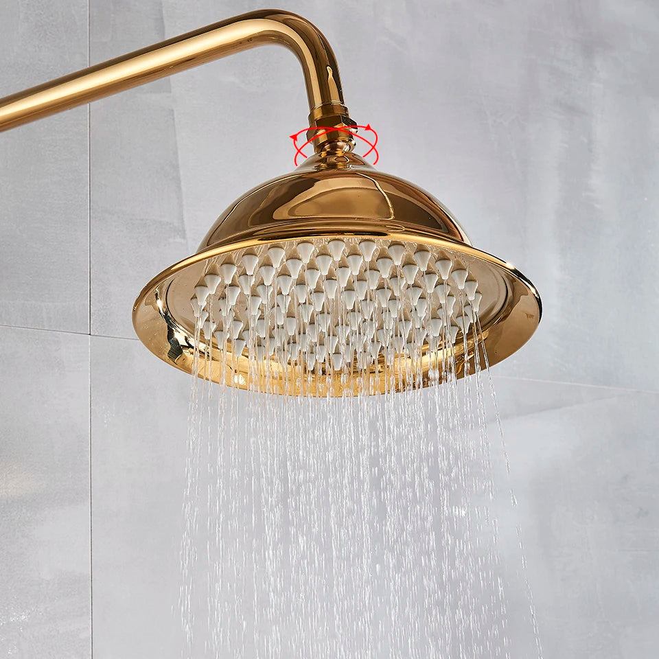 Gold Shower Faucet Bath Shower Mixer Tap Rainfall