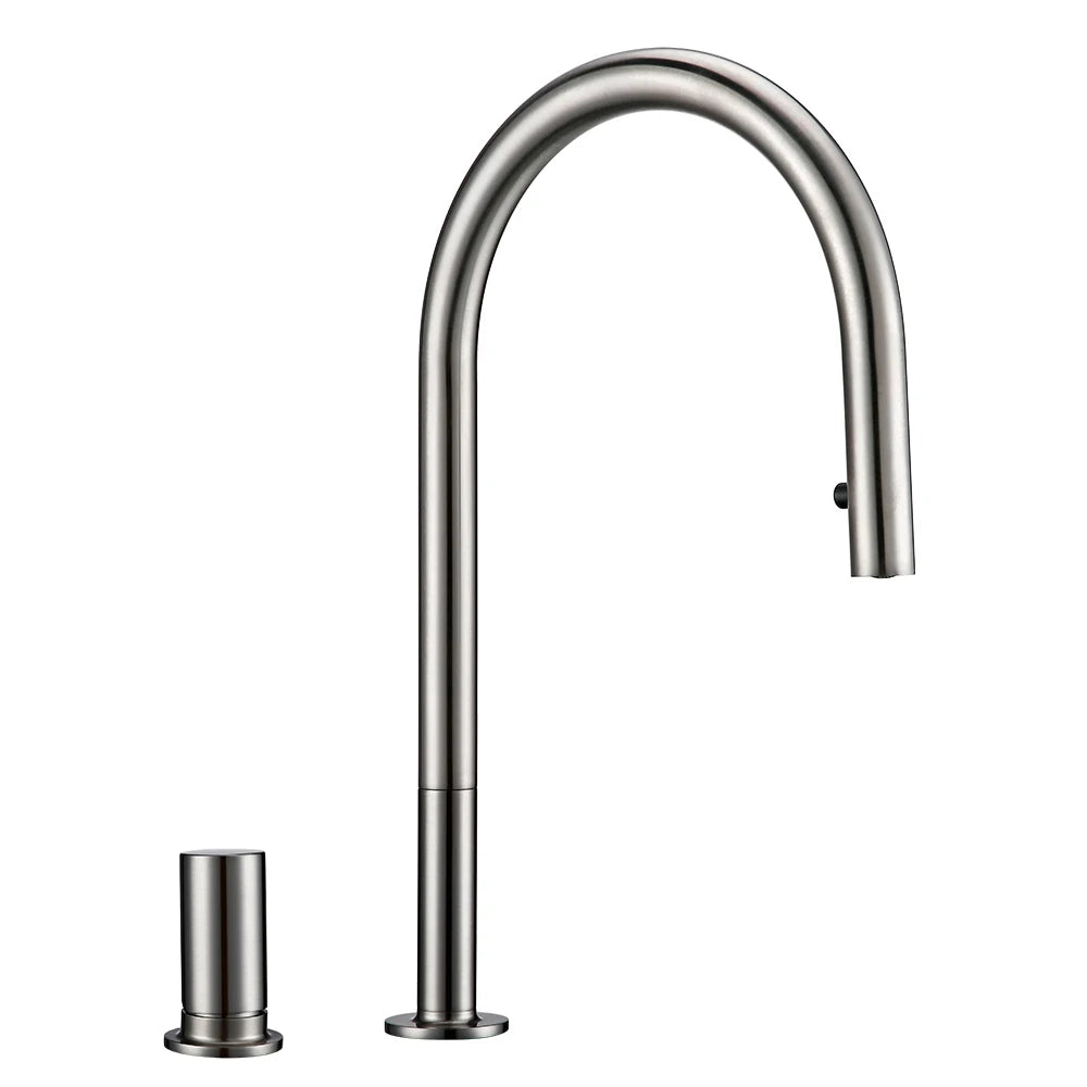 Pull Down Sink Faucet Brushed Gunmetal Black Handle