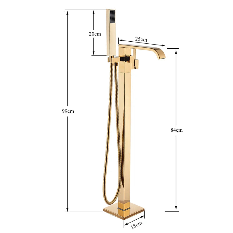 Rozin Golden Bathtub Shower Faucet Floor Mounted Bathroom