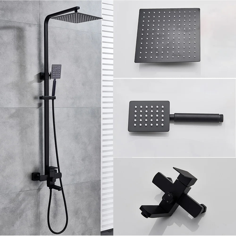 Brushed Gold Shower Faucet Bathroom Wall Stainless Steel