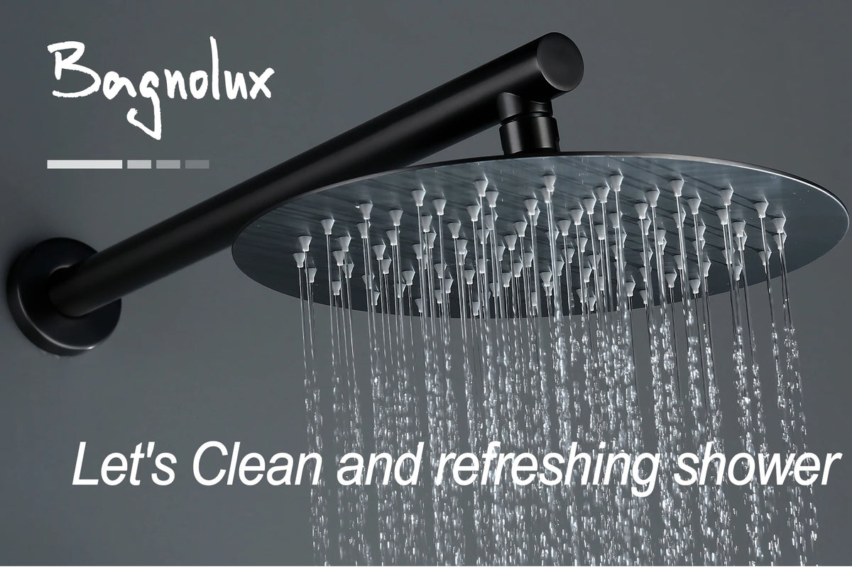 Bagnolux Gun Gray Bath Shower Brass Head Rianfall