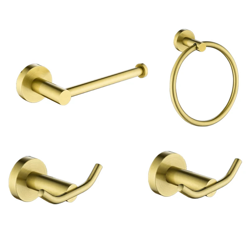 Brushed Gold Bathroom Towel Rack Toilet Brush Roll