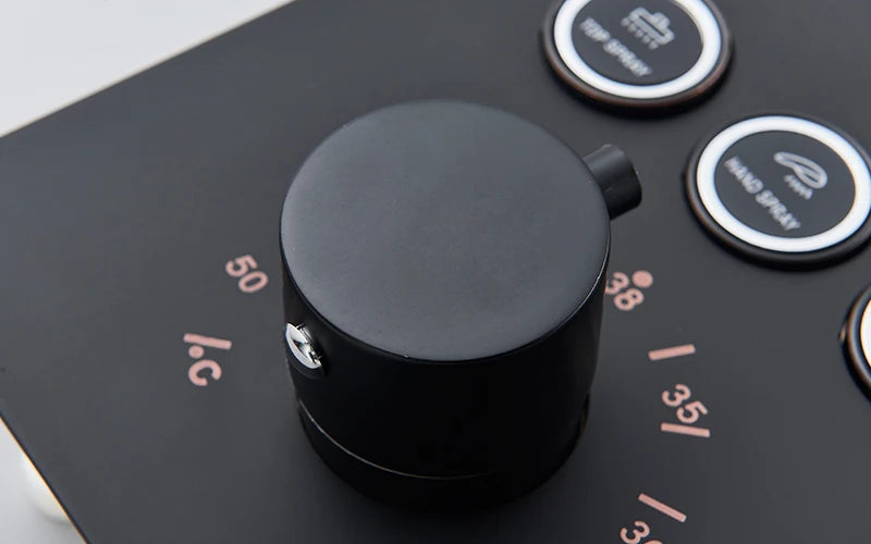 Black Thermostatic Bathroom Shower Faucet Remote Led Rainfall