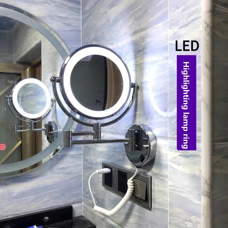 Silver Brass Dual Side Led Light Bathroom Mirror