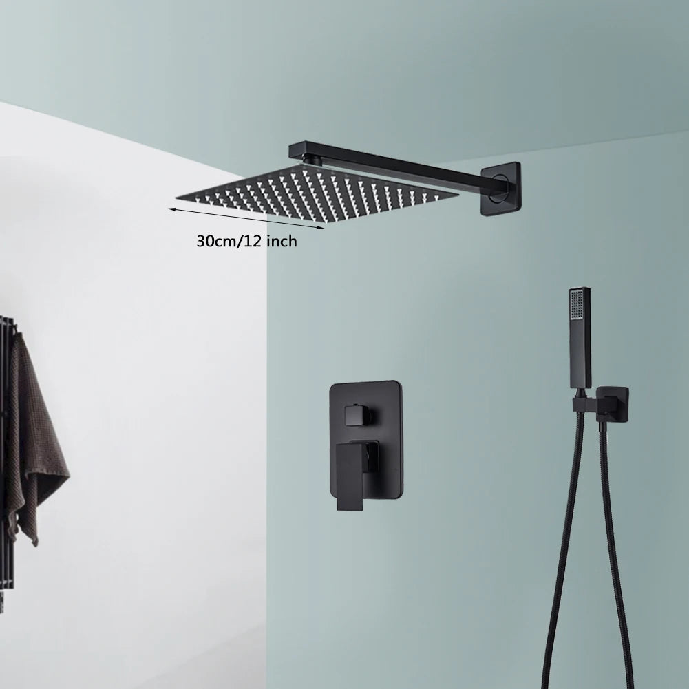 Black Shower Faucets Wall Mounted Rainfall Shower System