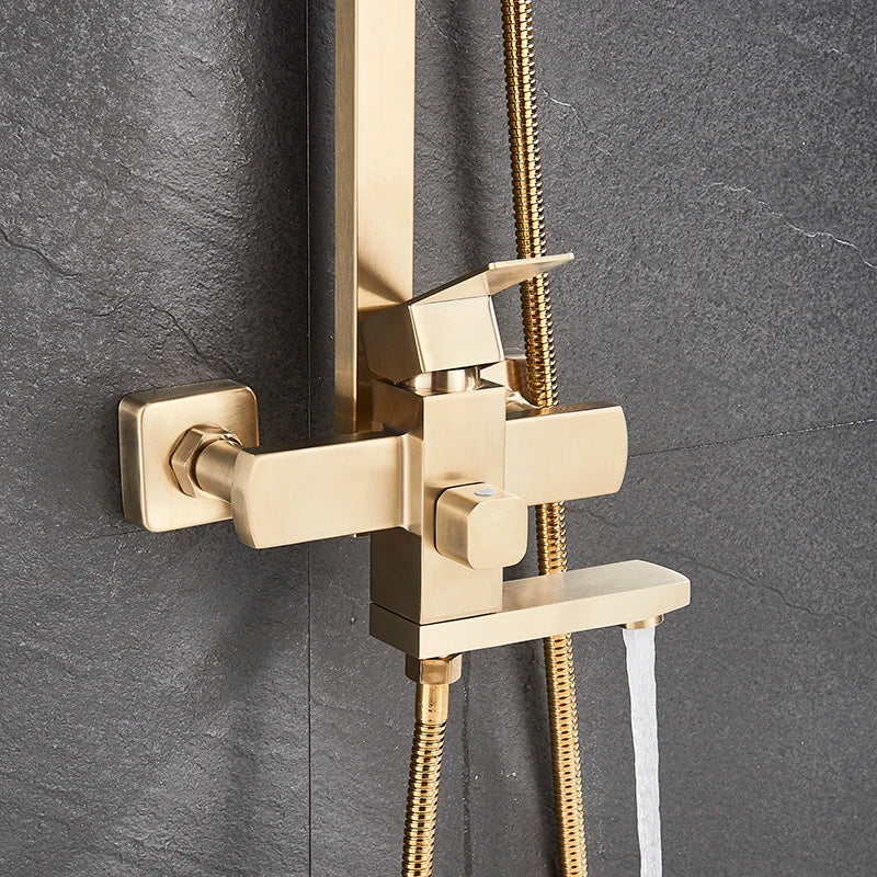 Brushed Gold Bathroom Shower Faucet Brass Bath Faucet