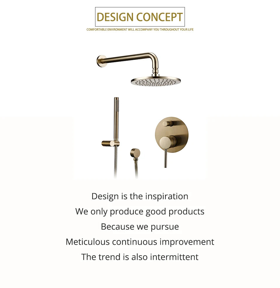 Shower System Wall Mount Bathroom Bath Faucet Brass