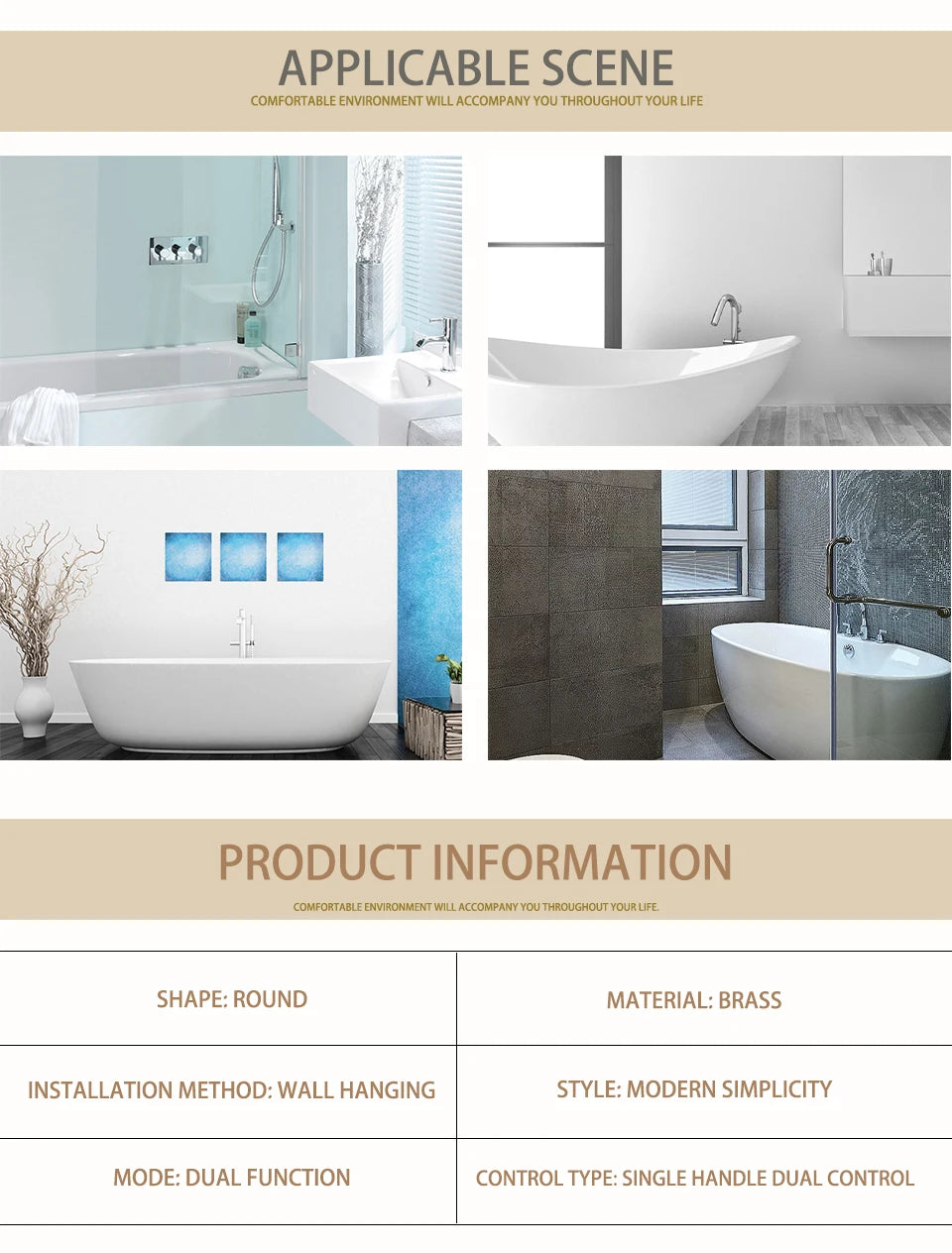 Shower System Wall Mount Bathroom Bath Faucet Brass