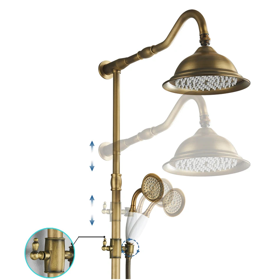 Antique Brass Bathroom Shower Faucet Bath Shower Mixer