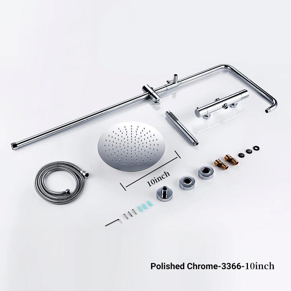 Thermostat Mixer Shower Wall Mount Bathroom Faucet Diverter