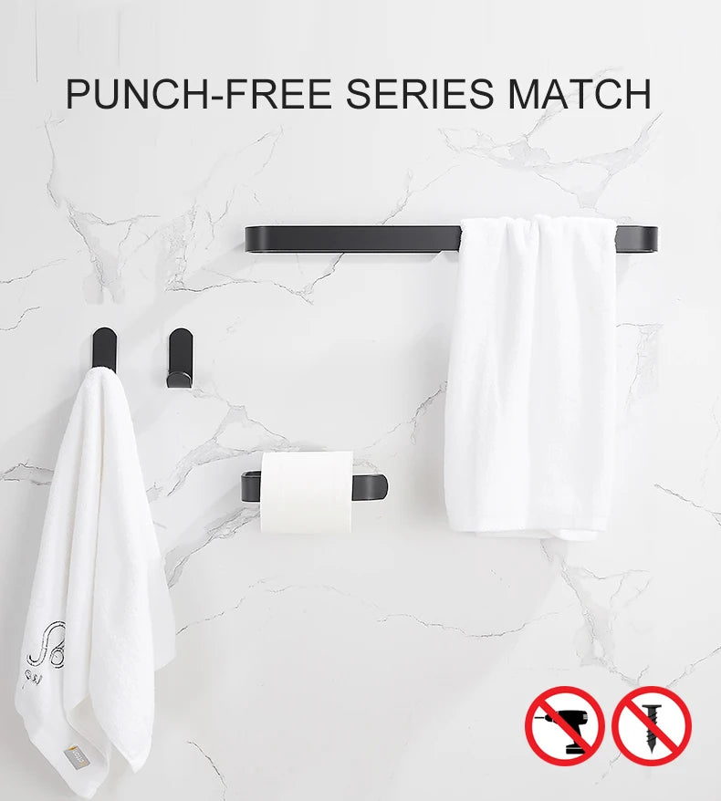 30-50cm Black Bath Towel Holder Bathroom Towel Rack