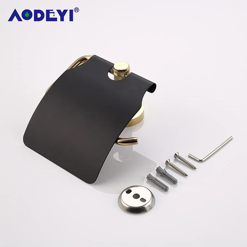 Bathroom Hardware Black Robe Hook Gold Towel Rail