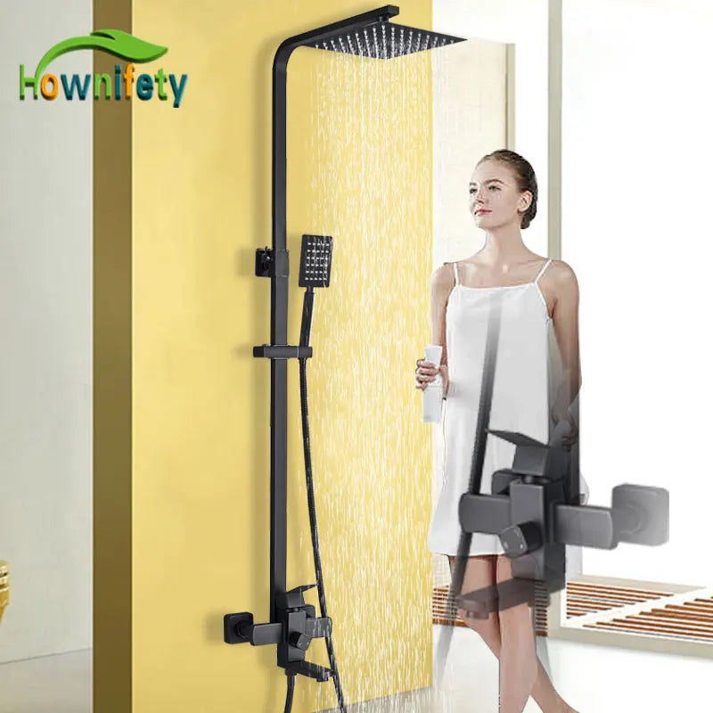 Matte Black Shower Mixer Faucet Wall Mount Bahtroom