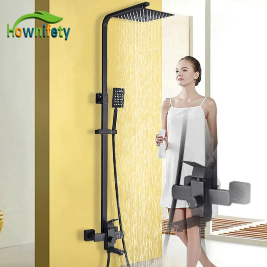 Matte Black Shower Mixer Faucet Wall Mount Bahtroom