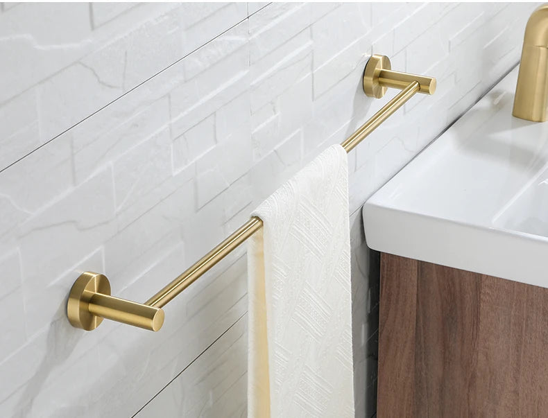 Brushed Gold Towel Bar Rack 304 Stainless Steel