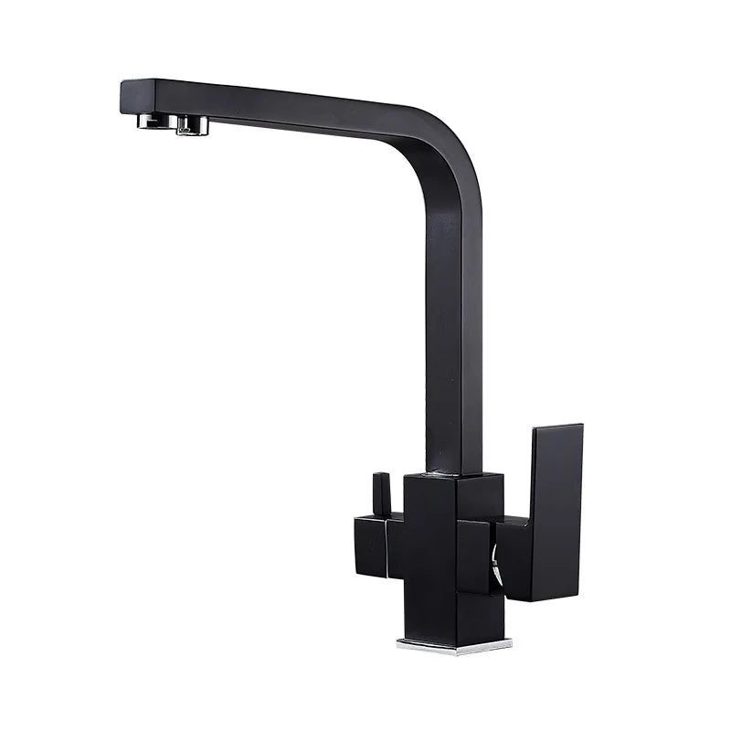 Contemporary Brass Matte Black Square 3-Way Purified Sink