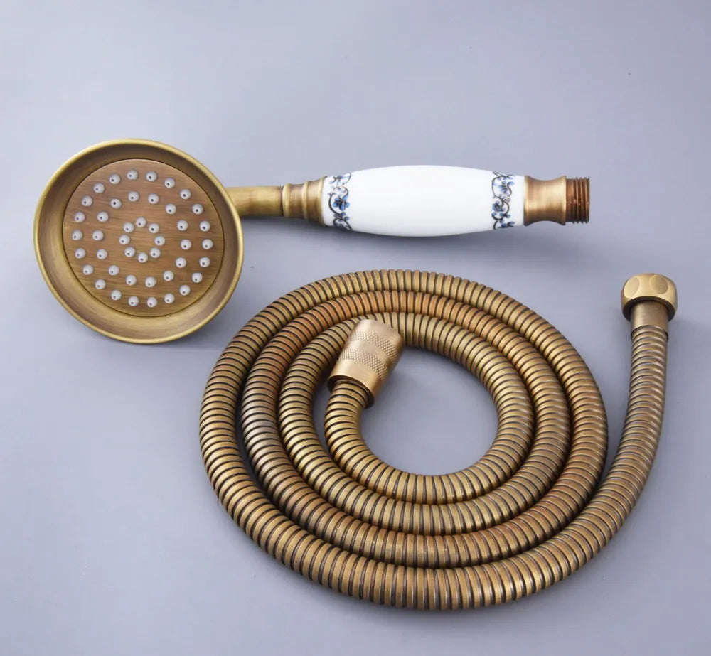 Antique Brass Ceramics Telephone Hand Held Shower Head