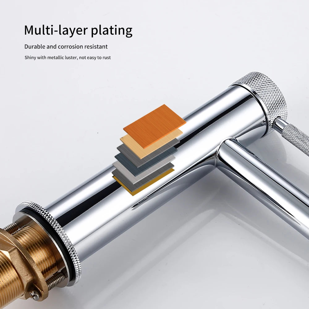 Solid Brass Gold Basin Faucet Hole Handle Cold